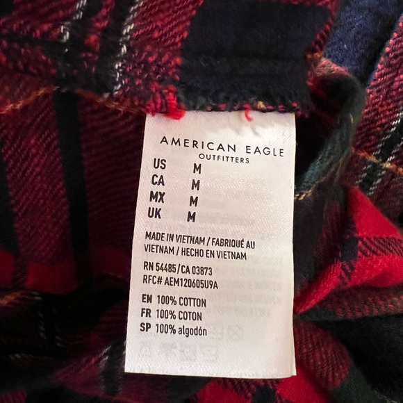 American Eagle Boyfriend Fit Plaid Flannel Shirt Medium - Picture 4 of 6
